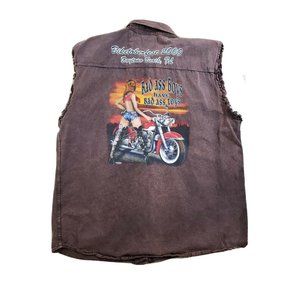 Vintage Biketoberfest Daytona 2000 Y2K Vest Sleeveless Shirt Button Up Bad Boys